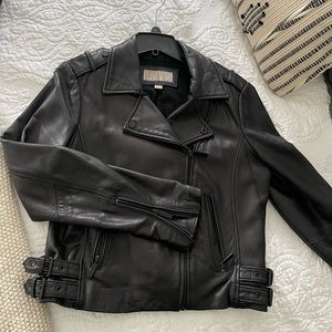 Michael by Michael Kors Genuine Leather Moto Jacket